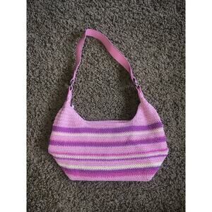 Carlo D’Santi striped pink crocheted purse handbag